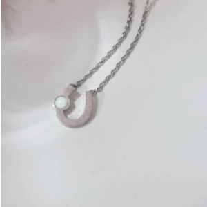 Silver Horseshoe Pearl Necklace
