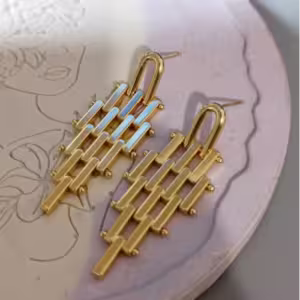 Gold Lattice Drop Earrings