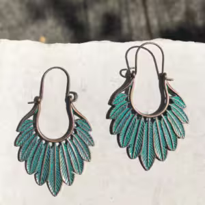 Rose Gold Patina Feather Earrings