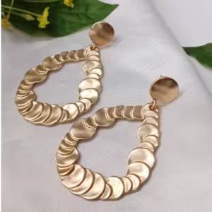 Gold Scalloped Teardrop Earrings