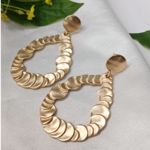 Gold Scalloped Teardrop Earrings