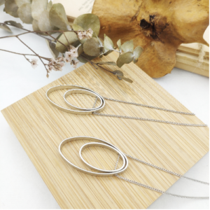 Silver Layered Oval Necklace