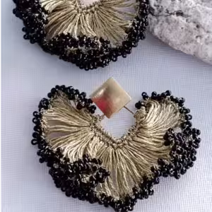 Black Beaded Fan Earrings