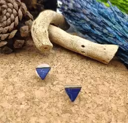Blue Triangle Stud Earrings