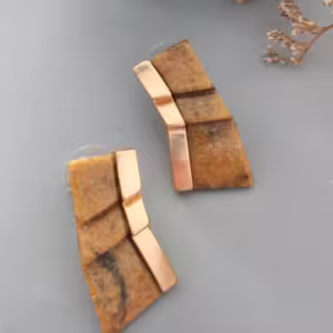 Gold Stone Fan Earrings