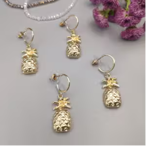 Gold Pineapple Hoop Earrings