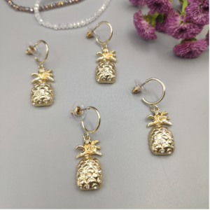 Golden Pineapple Hoop Earrings
