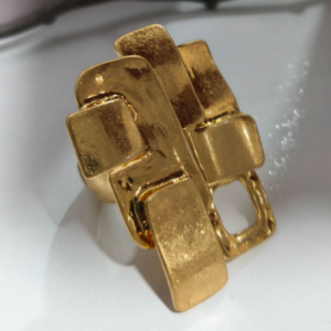 Gold Geometric Block Ring