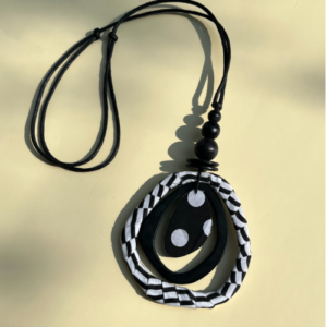 Black White Spiral Wood Necklace