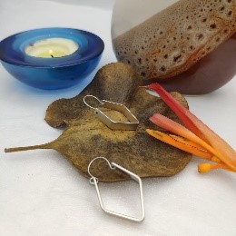 Silver Diamond Outline Earrings