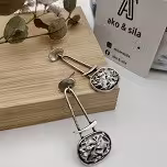 Silver Coin Link Drop Earrings