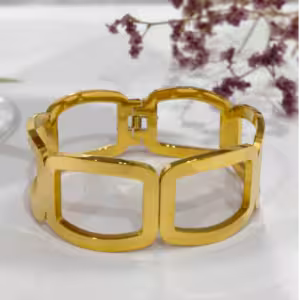 Gold Geometric Link Cuff Bracelet