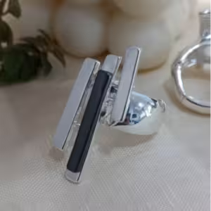 Silver Black Bar Ring