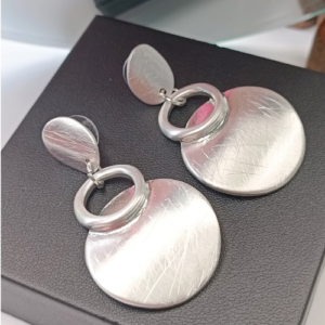 Silver Round Disc Earrings