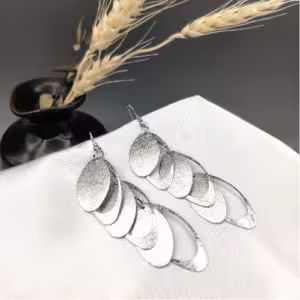 Silver Curved Disc Earrings