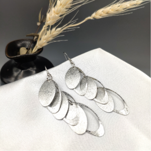Silver Curved Disc Earrings