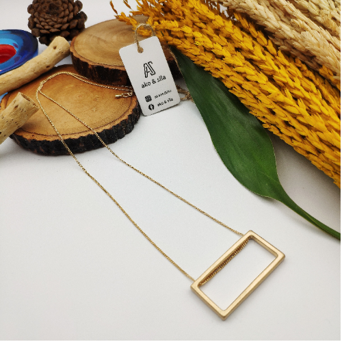 Gold Open Rectangle Necklace