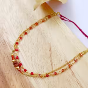 Red Gold Seed Bead Bracelet