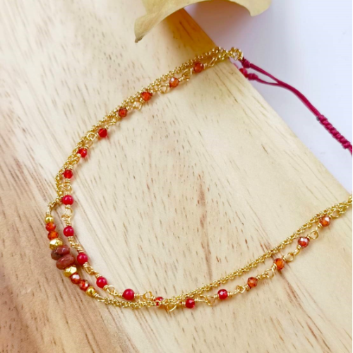 Red Gold Seed Bead Bracelet