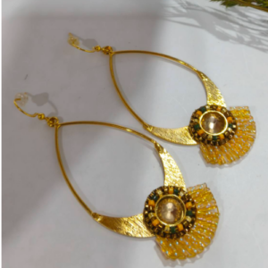 Yellow Crystal Beaded Teardrop Earrings