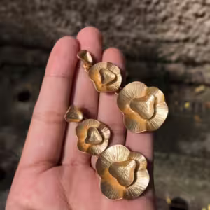 Gold Sculpted Flower Earrings