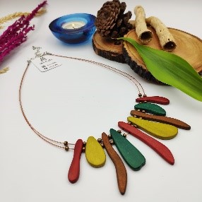 Multicolor Shard Wood Necklace