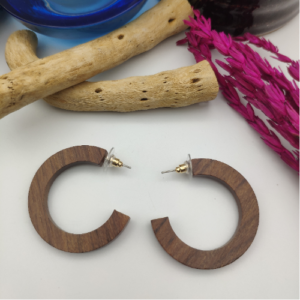 Dark Brown C Shape Wood Earrings