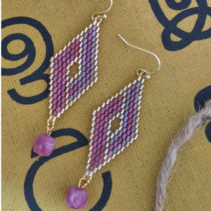 Rose Pink Nazar Drop Earrings