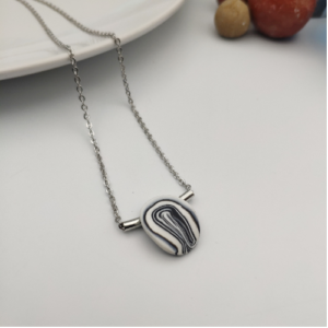 Silver Line Clay Necklace
