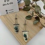 Gold Turquoise Triangle Earrings