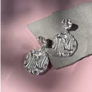 Silver Textured Disc Earrings