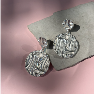 Silver Textured Disc Earrings