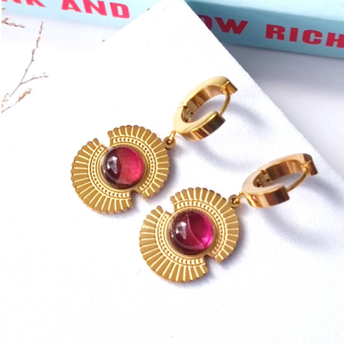 Crimson Medallion Drop Earrings