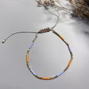 Orange Pink Acrylic Beaded Bracelet