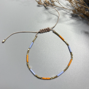 Orange Pink Acrylic Beaded Bracelet