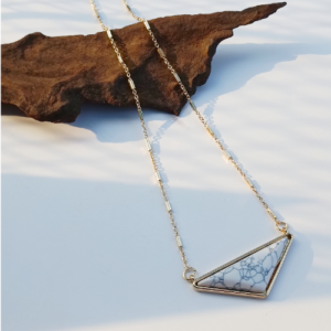 Silver White Triangle Necklace