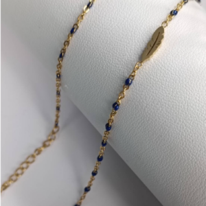 Blue Beaded Leaf Charm Bracelet