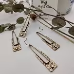 Gold Textured Bar Drop Earrings