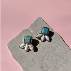 Turquoise Floral Stud Earrings