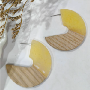 Mustard Acrylic Crescent Earrings