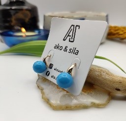 Blue Ball Hook Earrings