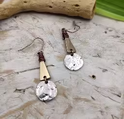 Mixed Metal Hammered Disc Earrings