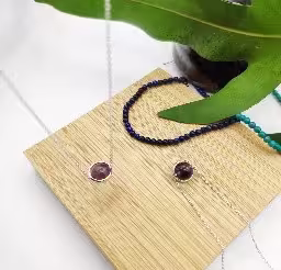 Plum Round Stone Necklace
