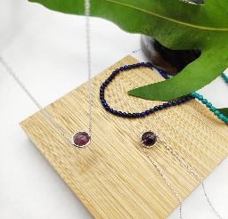 Plum Round Stone Necklace