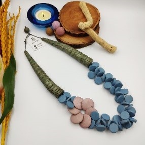 Blue Pink Disc Necklace