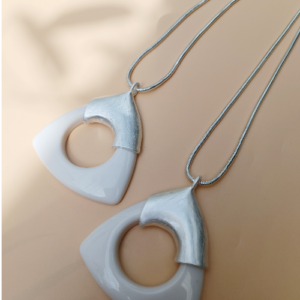 White Geometric Pendant Necklace