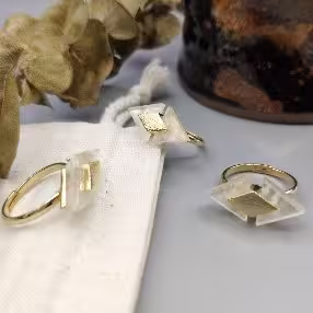 White Acrylic Square Ring