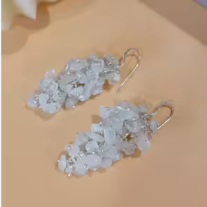 White Chip Cluster Earrings