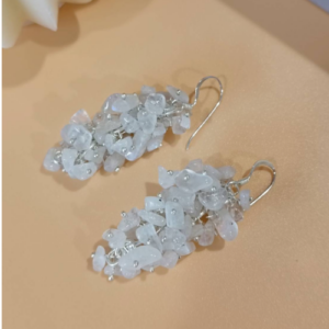White Chip Cluster Earrings