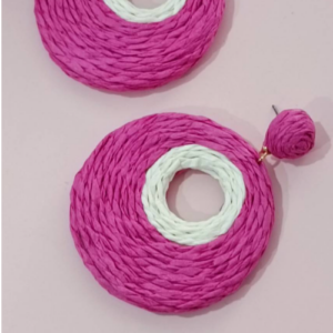 Pink Woven Disc Earrings